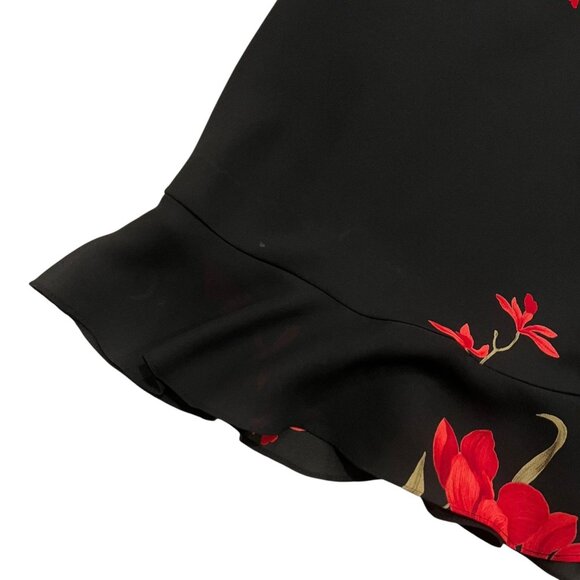 Vintage Jessica Howard Floral Ruffle Slip Mini Dress Black Red 8 Petite Romantic - Picture 8 of 8